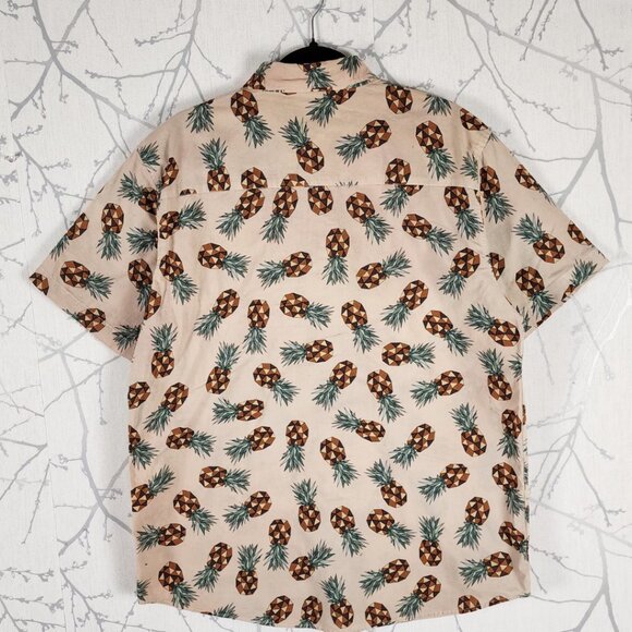 RSQ Beige Cotton Pineapples Printed Button Front Shirt - Picture 2 of 3
